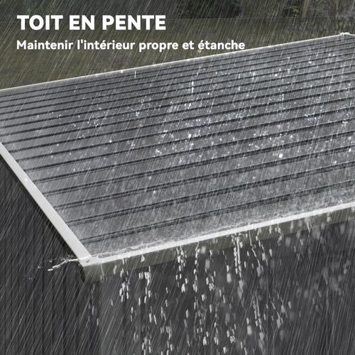 Abri De Jardin Métal 2,81 M² - Porte, 2 Étagères, 2 Crochets, Fondation Incluse - Acier Gris