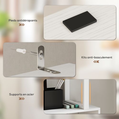 Bibliothèque Design Zig Zag - 4 Étagères, 2 Portes