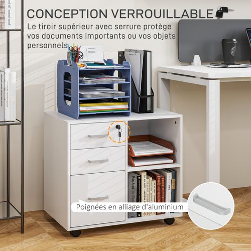 Meuble Imprimante Mobile Caisson De Bureau Blanc