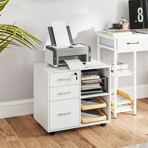 Meuble Imprimante Mobile Caisson De Bureau Blanc