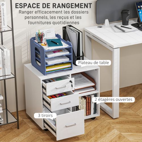 Meuble Imprimante Mobile Caisson De Bureau Blanc