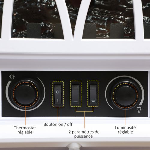 Cheminée Électrique Poêle Style Rétro Thermostat 1000-2000 W Blanc