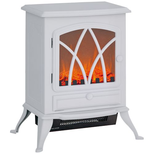 Cheminée Électrique Poêle Style Rétro Thermostat 1000-2000 W Blanc