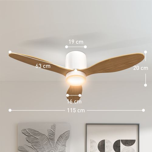 Ventilateur Plafond LED Réversible 50w Dia.115 Cm Effet Bois