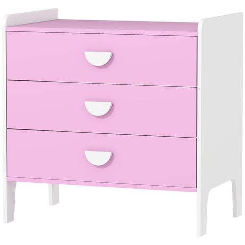Commode 3 Tiroirs Pour Enfant Design Girly Bicolore Blanc Rose