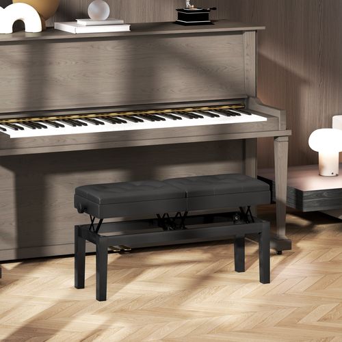 Banc Tabouret De Piano Réglable En Hauteur - Rangement - Noir