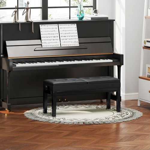 Banc Tabouret De Piano Réglable En Hauteur - Rangement - Noir