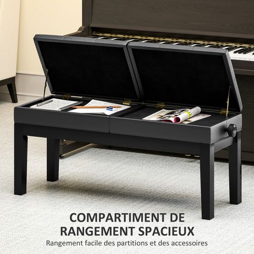 Banc Tabouret De Piano Réglable En Hauteur - Rangement - Noir