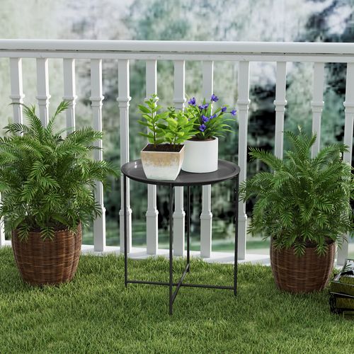 Table D'appoint De Jardin Pliable - Dia. 46 X 50h Cm - Acier Époxy