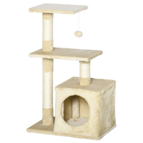 Arbre à Chat H.81cm Niche 3 Griffoirs 2 Plateformes Jeu Boule