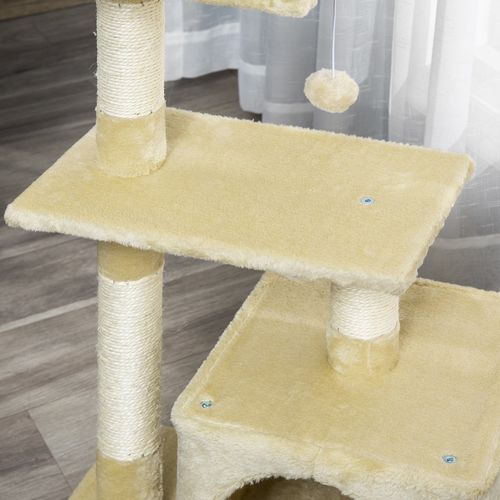 Arbre à Chat H.81cm Niche 3 Griffoirs 2 Plateformes Jeu Boule