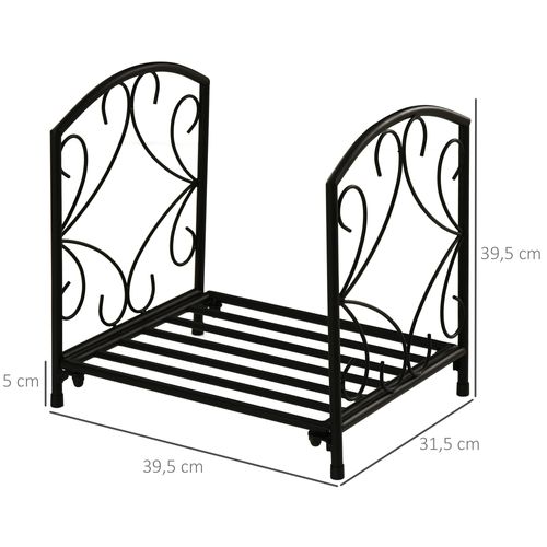 Range-bûches Design Style Fer Forgé Dim. 39 X 31 X 39 Cm Métal Époxy Noir