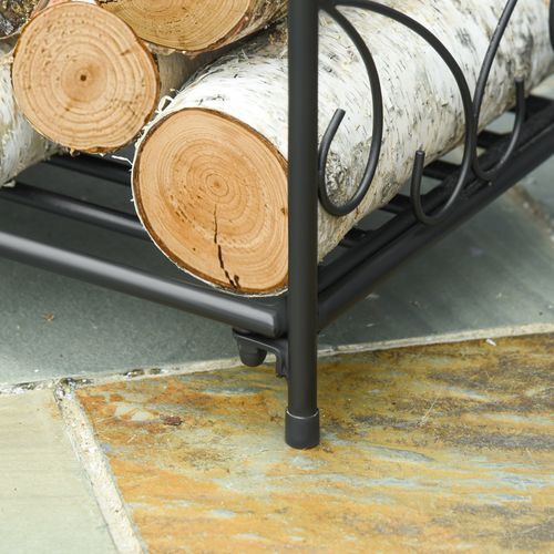 Range-bûches Design Style Fer Forgé Dim. 39 X 31 X 39 Cm Métal Époxy Noir
