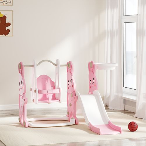 Portique Enfant Toboggan et balançoire avec Panier de Basket-Ball de