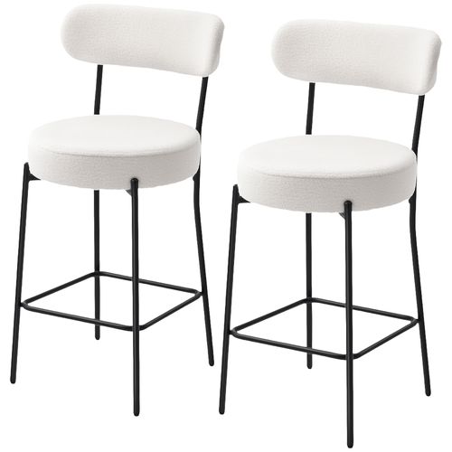 Lot De 2 Tabourets De Bar En Tissu Bouclé Assise H.68 Cm