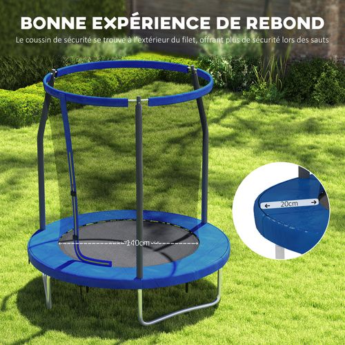 Trampoline De Jardin Enfant Complet D. 183 Cm Acier Bleu