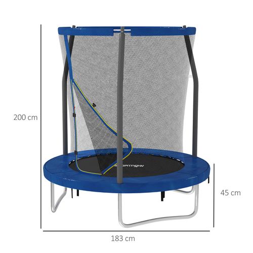 Trampoline De Jardin Enfant Complet D. 183 Cm Acier Bleu
