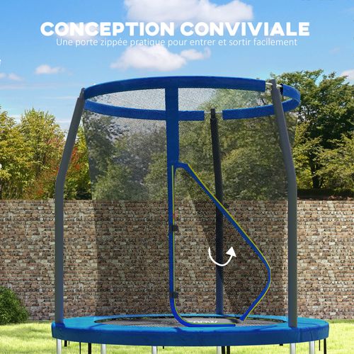 Trampoline De Jardin Enfant Complet D. 183 Cm Acier Bleu