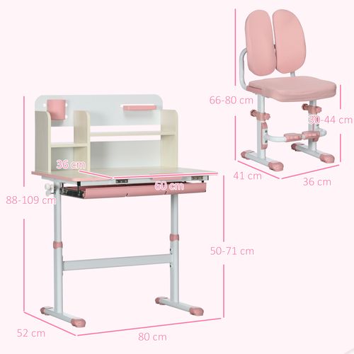 Ensemble Bureau Chaise Enfant Réglable Nombreux Rangements