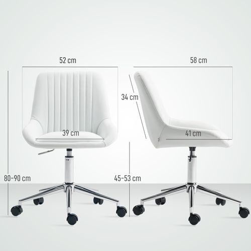 Chaise De Bureau Design Dossier à Surpiqûres Verticales Acier Chromé Blanc