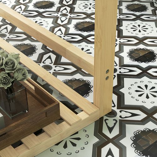 Porte-serviettes Style Cosy Bambou Verni 3 Barres Étagère Sol H.84 Cm