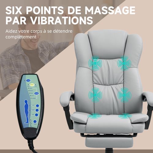 Fauteuil Bureau Massant Inclinable Réglable Repose-pieds Rétractable