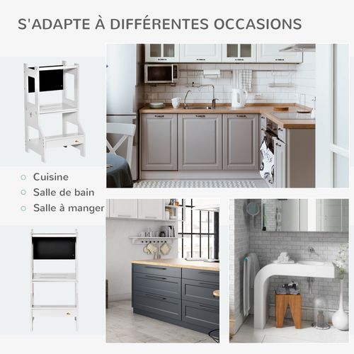 Tour D'apprentissage Tableau à Craie Tabouret Bureau 3 En 1