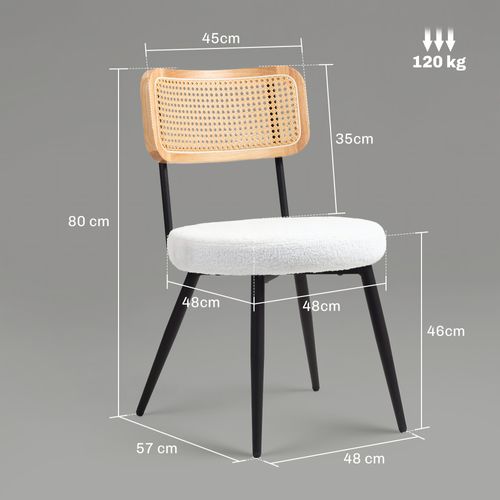 Lot De 2 Chaises Design Assise Ronde Effet Laine Bouclée Aspect Bois Rotin