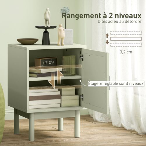 Lot De 2 Chevets Style Bohème Façade Porte Arquée Rotin Bois Vert D'eau