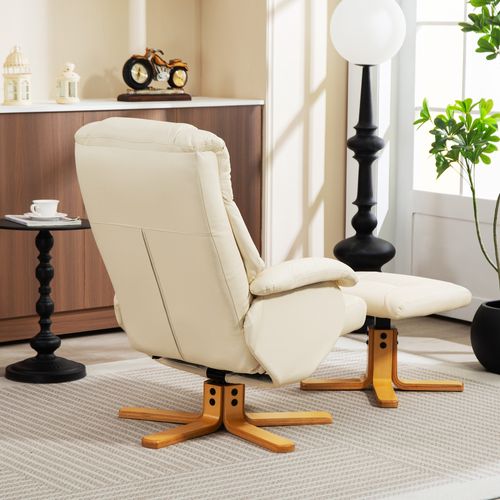 Fauteuil Relax Inclinable Pivotant Avec Repose-pied Crème