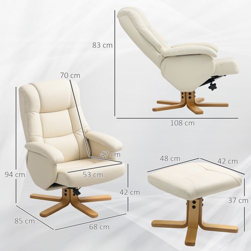 Fauteuil Relax Inclinable Pivotant Avec Repose-pied Crème