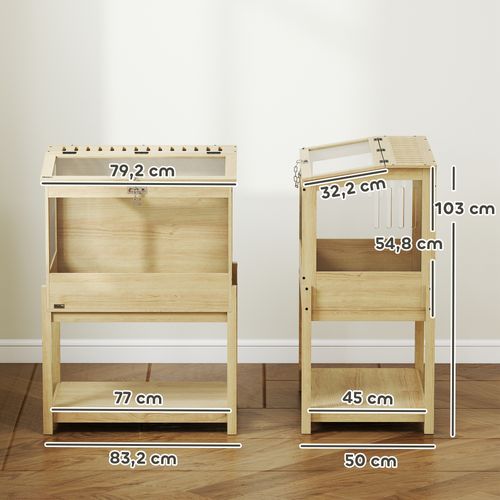 Cage à Hamster Rongeur En Bois Dim. 83 X 50 X 103 Cm Mdf Effet Bois