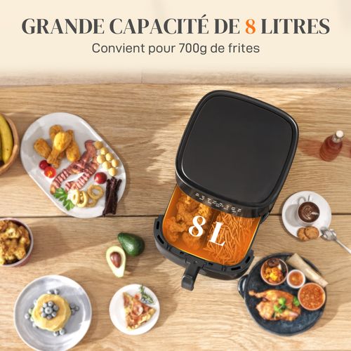 Friteuse à Air Sans Huile Air Fryer 1700w 8l Multifonction Noir
