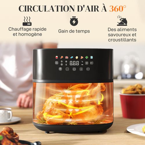 Friteuse à Air Sans Huile Air Fryer 1700w 8l Multifonction Noir