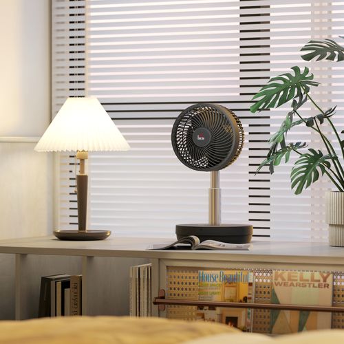 Ventilateur De Table Sur Pied 2 En 1 Oscillant Réglable Rechargeable 10 Vitesses