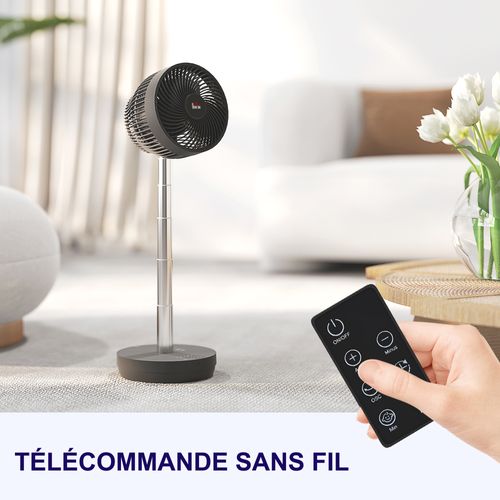 Ventilateur De Table Sur Pied 2 En 1 Oscillant Réglable Rechargeable 10 Vitesses
