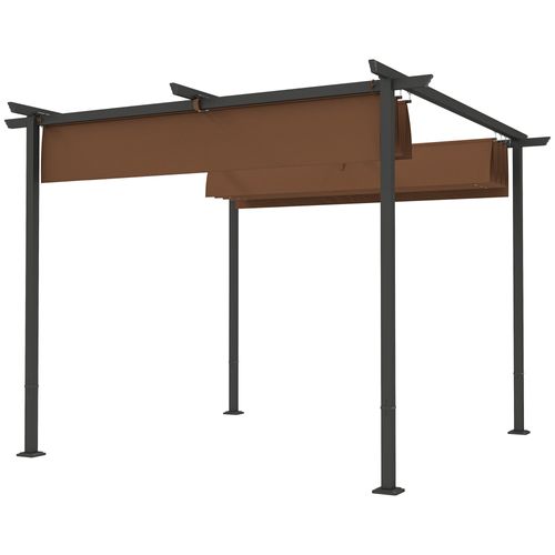Pergola 3 X 3 M Métal Anthracite Toile Upf30+ Coulissante Rétractable Marron