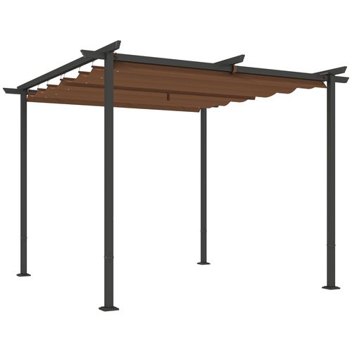 Pergola 3 X 3 M Métal Anthracite Toile Upf30+ Coulissante Rétractable Marron