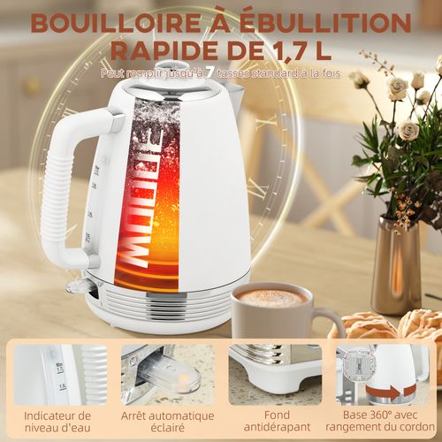 Ensemble Bouilloire Et Grille-pain Vintage Blanc Acier Inox