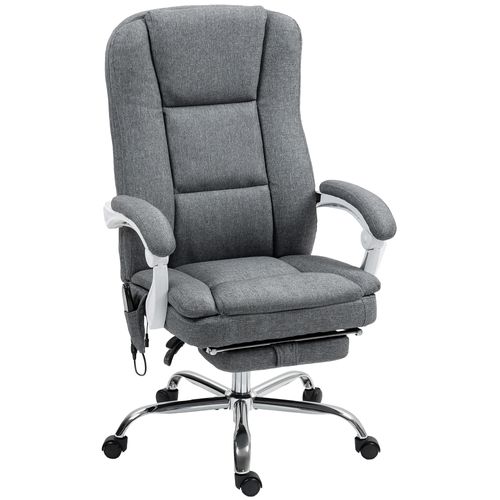 Fauteuil De Bureau Massant Chauffant Inclinable Repose-pieds Gris