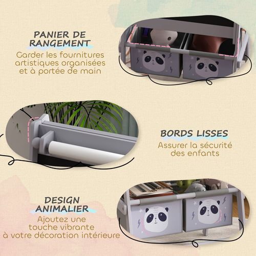 Tableau Blanc, Tableau à Craie, Rouleau Papier 3 En 1 Avec Rangements