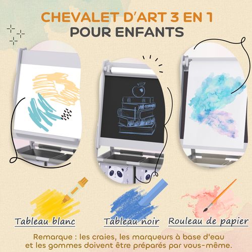 Tableau Blanc, Tableau à Craie, Rouleau Papier 3 En 1 Avec Rangements