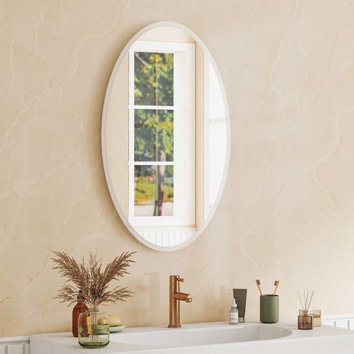 Miroir Salle De Bain LED Design Ovale 50 X 80 Cm Anti-buée Réglable