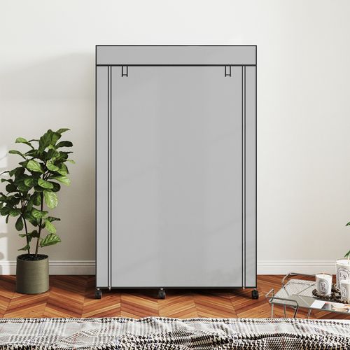 Armoire Penderie Mobile Tissu - 5 Étagères, Penderie - Noir Gris