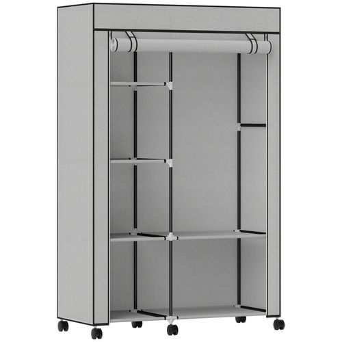 Armoire Penderie Mobile Tissu - 5 Étagères, Penderie - Noir Gris