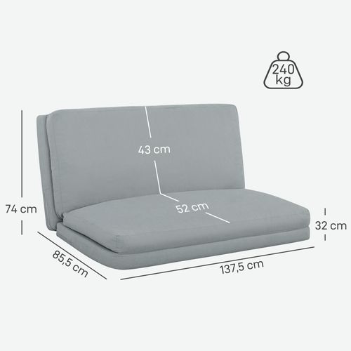 Fauteuil Paresseux Chauffeuse Tissu Toucher Lin Gris Clair