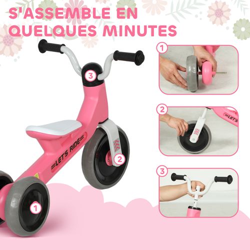 Draisienne 3 Roues Enfant 12-36 Mois Pneu Eva Silencieux Grande Selle