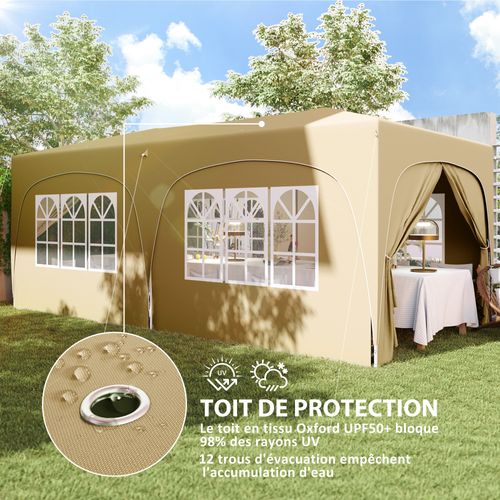 Tonnelle Barnum Pop Up Automatique 3x6 M Réglable Avec Accessoires