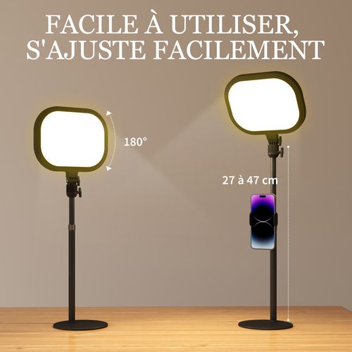 Lampe De Bureau LED Dimmable Réglable Port USB Noir