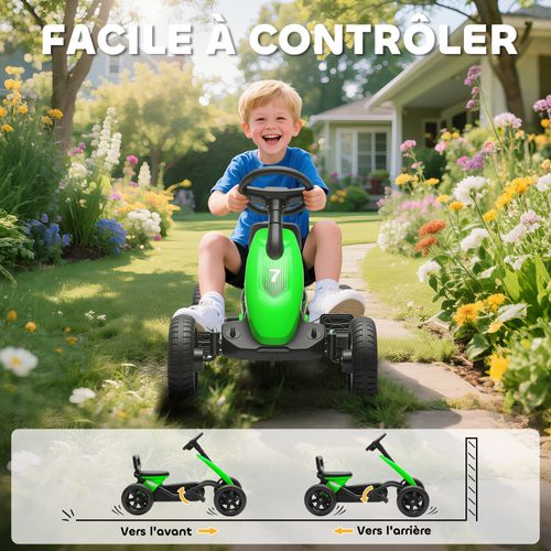 Kart à Pédales Enfant Go Kart Carter Chaine Fermé Noir Vert